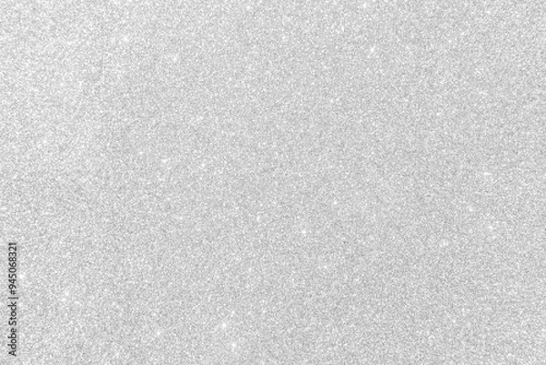 Fototapeta Silver glitter background texture white sparkling shiny wrapping paper for Christmas holiday seasonal wallpaper decoration, greeting and wedding invitation card design element