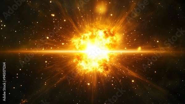 Fototapeta Supernova explosion. Space visualization. Star in the universe, galaxy. Astronomical illustration