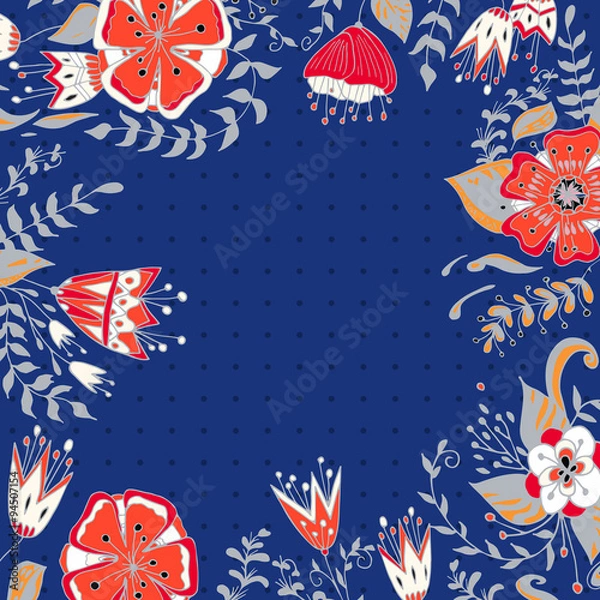 Obraz Frame floral background. Cute flowers made in vector.