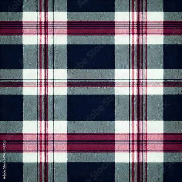 Fototapeta Textile design of textured plaid. Checkered fabric pattern swatch for shirt, dress, suit, wrapping paper print, invitation and gift card.