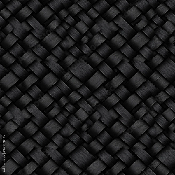 Fototapeta Seamless pattern of black woven texture, sleek and modern design for backgrounds and decor