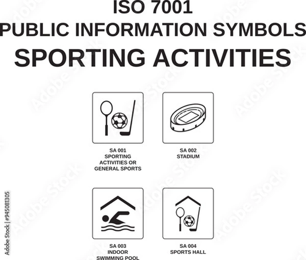 Fototapeta set of iso 7001 sporting activities symbols on white background