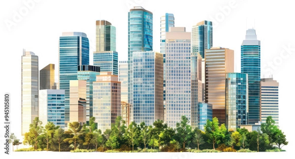 Fototapeta PNG Realistic modern cityscape skyscraper building architecture.