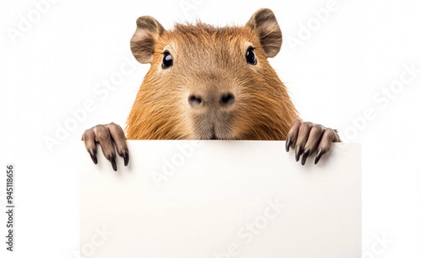 Fototapeta capybara holding paper generated by AI



