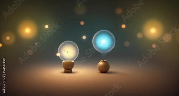 Obraz A dreamy bokeh glare with soft, out-of-focus light orbs on a dark background, perfect for creating a whimsical and magical atmosphere in graphic resources and adding a sense of wonder to designs.
