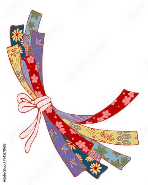 Obraz Japan Traditional Patterns・日本伝統文様で描いた束ね熨斗