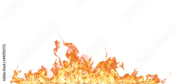 Obraz Translucent orange fire flames and sparks on transparent background. For used on light illustrations.