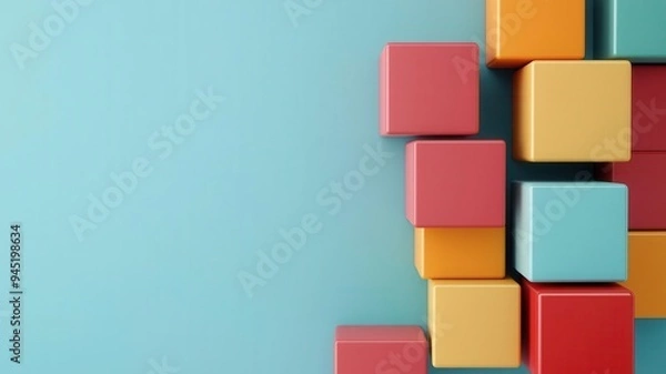 Fototapeta SWOT analysis, colorful blocks representing strengths and weaknesses, 3D illustration