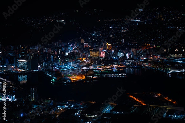 Fototapeta 夜, シティ, 都市景観, 地平線, アーバン, ビル, 景色, 光, ダウンタウン, ビル, 建築, 光, 摩天楼, 空, 今夜, ビジネス, 風景, 月, 夜会, 旅行, 全景, 夕焼け, 暗い