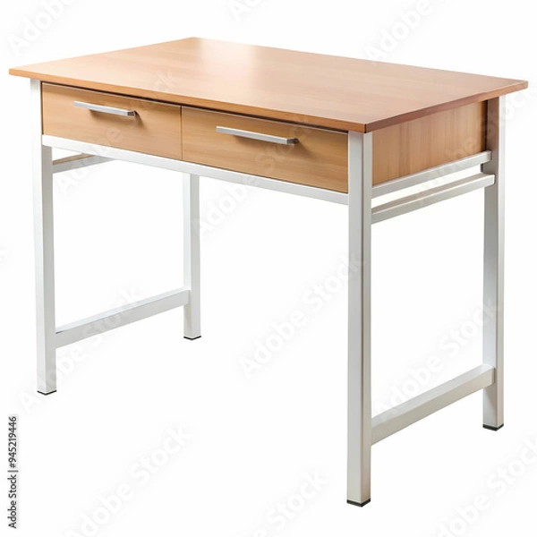 Fototapeta real study table isolated on white background