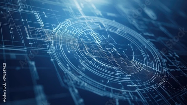 Fototapeta Technical blueprints in abstract innovation