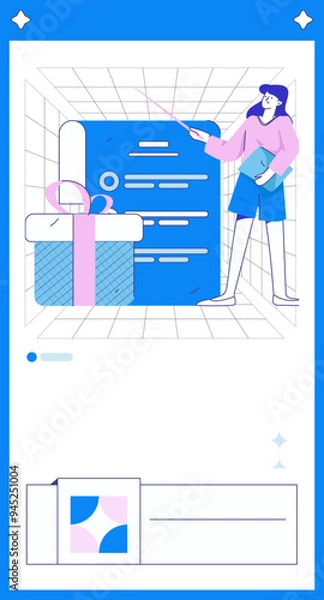 Fototapeta Notification announcement vector creative flat hand drawn illustration
