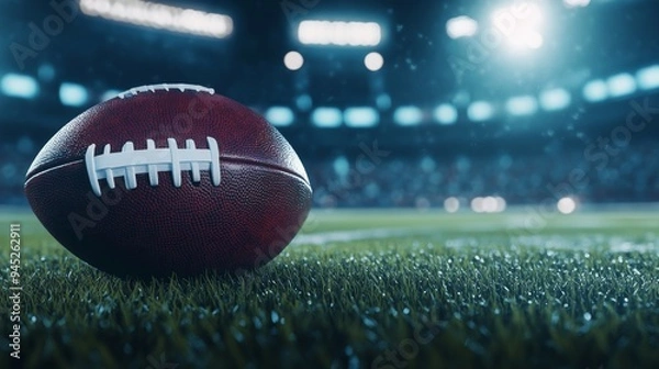 Fototapeta The lights of an American football stadium with a sports background