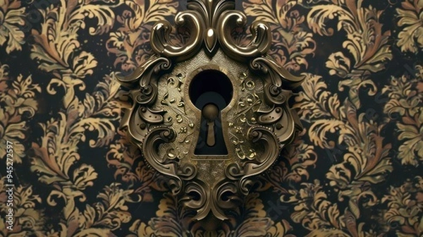 Obraz Ornate Keyhole on Floral Background.