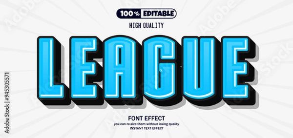 Obraz League text effect. Editable text effect.