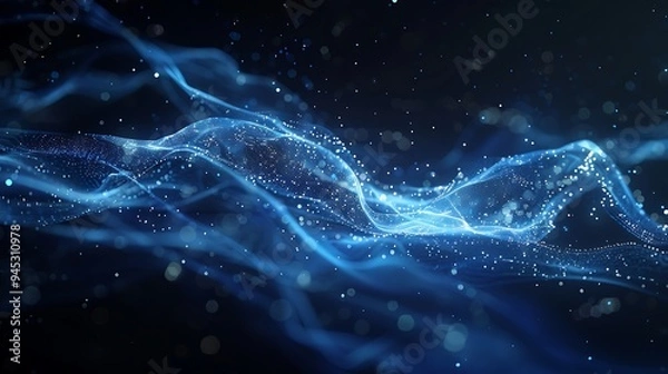 Fototapeta Abstract Blue Waves and Particles