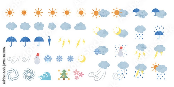 Obraz 天気の水彩風ベクターイラスト