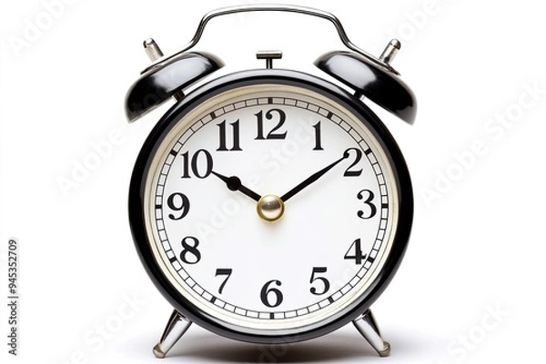 Obraz Classic black alarm clock displaying time.