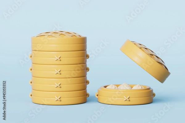 Obraz 3d rendering chinese steamed stuffed bun