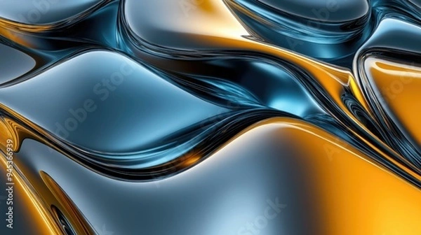 Fototapeta Modern 3D abstract design with flowing, lines and glass texture