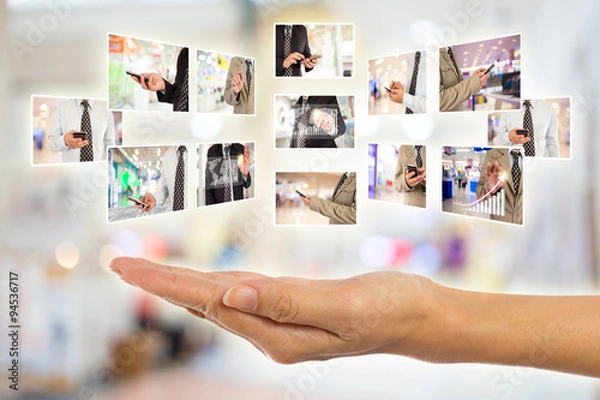 Fototapeta store blur background with bokeh
