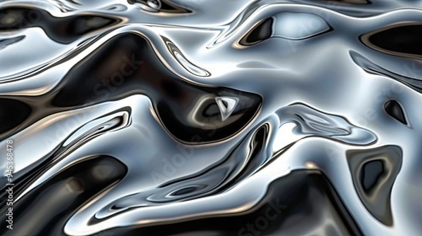 Obraz Sleek chrome textures with fluid reflection