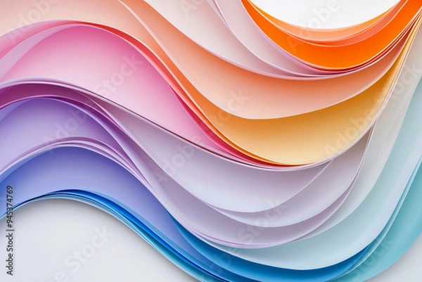Fototapeta AI Image. Abstract Paper curved colorful swirls
