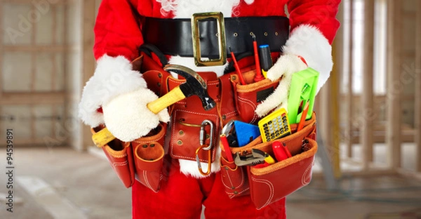 Obraz Santa Worker with a tool belt.