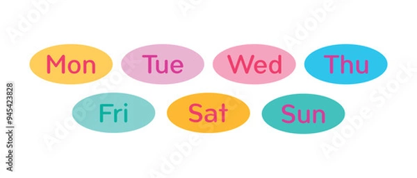 Fototapeta Days of the week word. 7 days for sticker, planner, schedule and tape