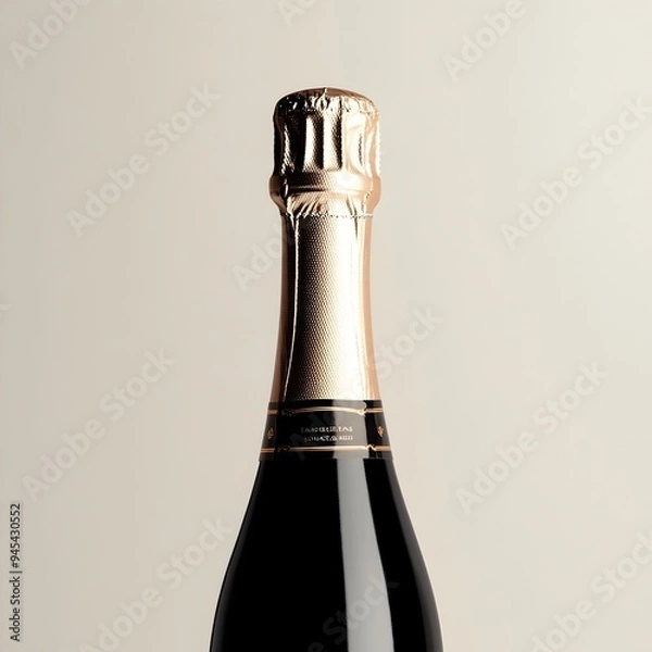 Fototapeta Elegant and Sophisticated Champagne Bottle Centerpiece Captured on a Simple Light Background Highlighting the Luxury and of the Bubbly Beverage