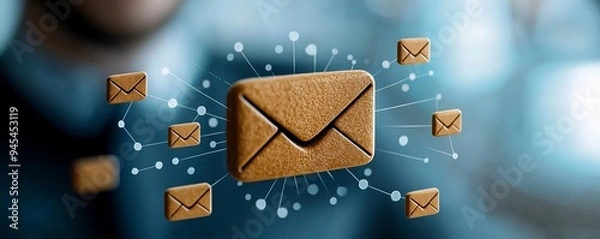 Fototapeta Network of Digital Emails.