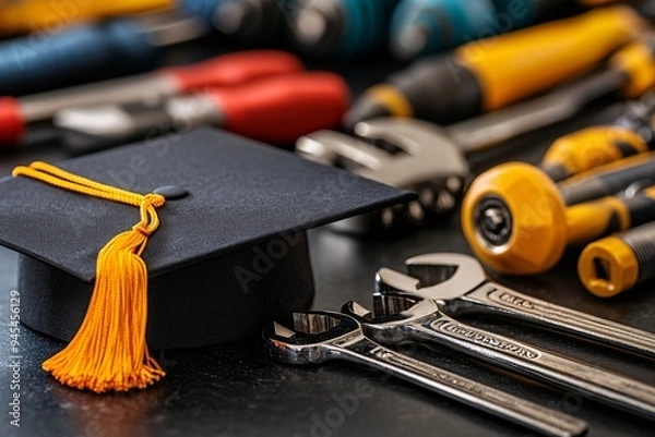 Obraz Graduation Cap and Tools.