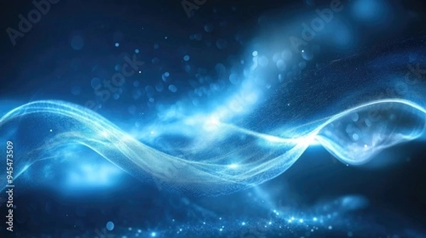 Fototapeta Blue abstract background featuring a smooth blur effect and illuminated elements