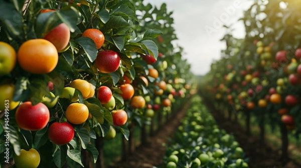 Fototapeta Apple Orchard Rows.