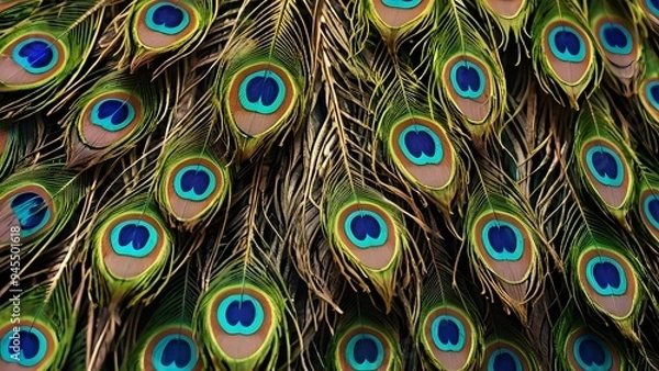 Fototapeta Peacock feathers background