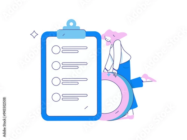 Fototapeta Invite friends to conduct questionnaire flat vector concept operation hand drawn illustration
