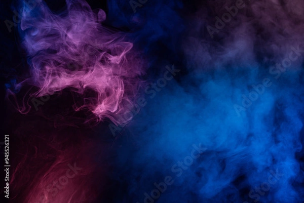 Obraz Blue and yellow steam on a black background.