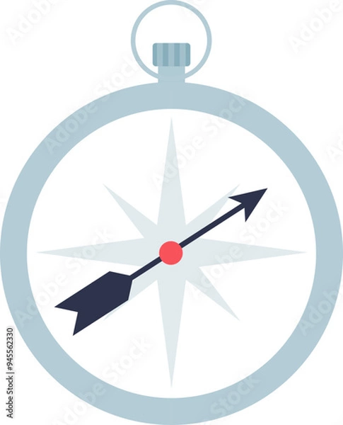 Fototapeta Simple compass illustration with a directional arrow, symbolizing navigation and guidance.