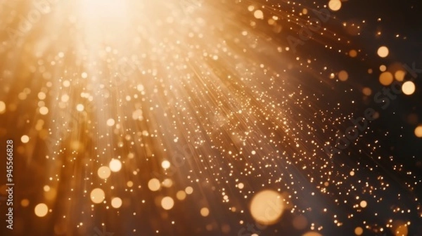 Obraz Golden luminous rays wallpaper, festive background for holidays