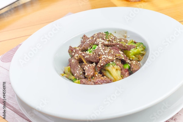 Fototapeta Beef with broccoli