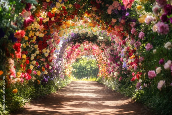 Fototapeta A tunnel made of flowers.