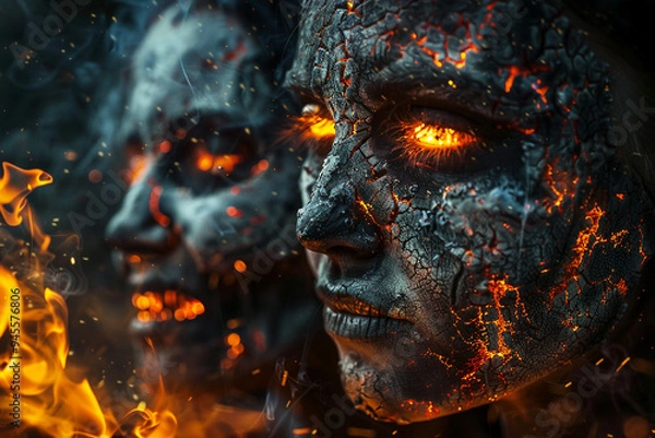 Fototapeta Image of a devil burning at hot hell generative AI technology concept