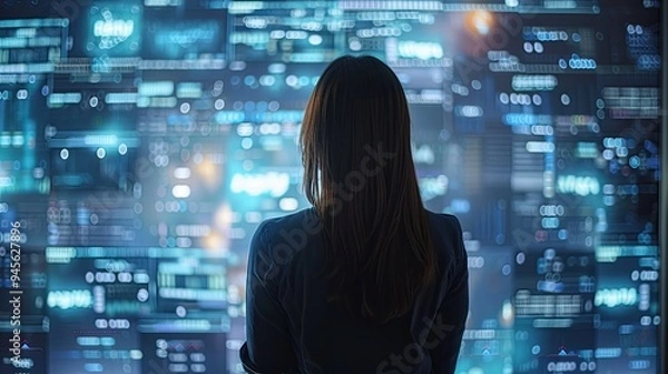 Fototapeta Cyber Tech Enthusiast Digital Matrix