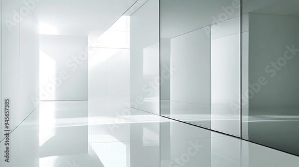 Fototapeta A smooth, polished glass background with a reflective, clear area for text