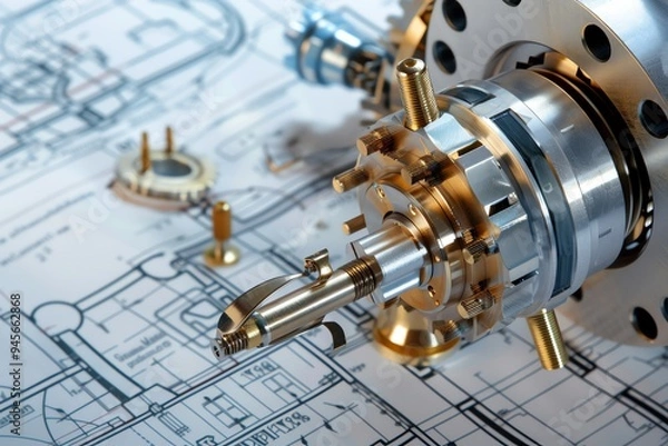 Obraz A detailed closeup of a complex machine part