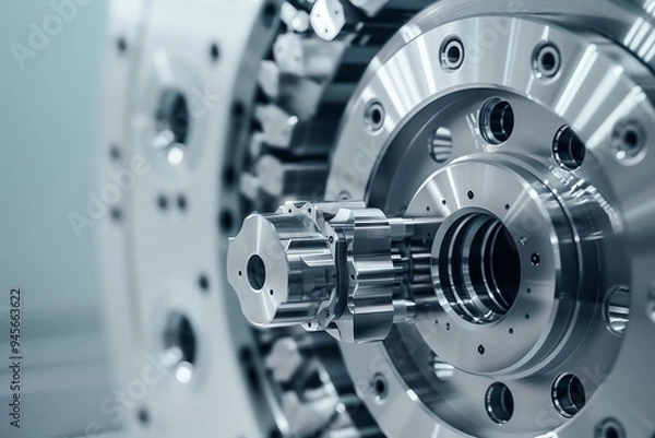 Fototapeta Highresolution image of a precisionengineered machine part