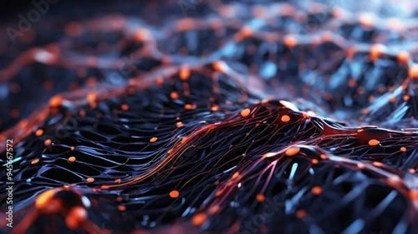 Obraz A high-tech representation of intricate digital circuits and data streams in a futuristic abstract design, perfect for illustrating advanced technology concepts.