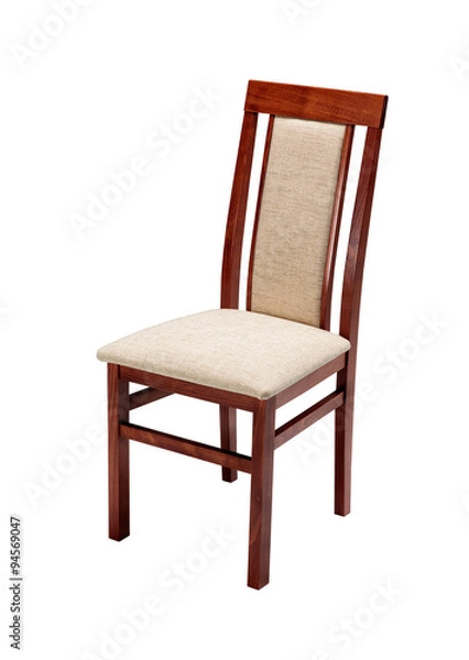 Fototapeta Wooden chair isolated on white background with clipping path