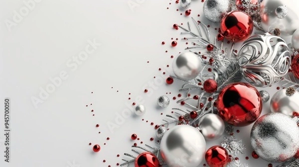 Obraz Christmas Ornament Border White Background.