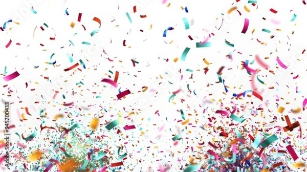 Obraz Colorful Confetti Falling on White Background.
